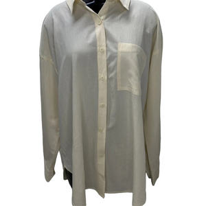 Bae Women's Love Affair Oversized Button-Up Shirt – Size S – Vanilla Beige
